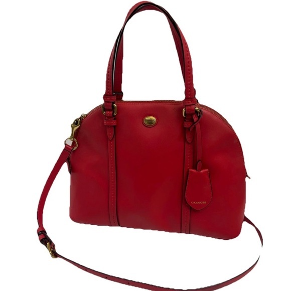 Coach Handbag Satchal F25671 Red Leather Crossbody Tote